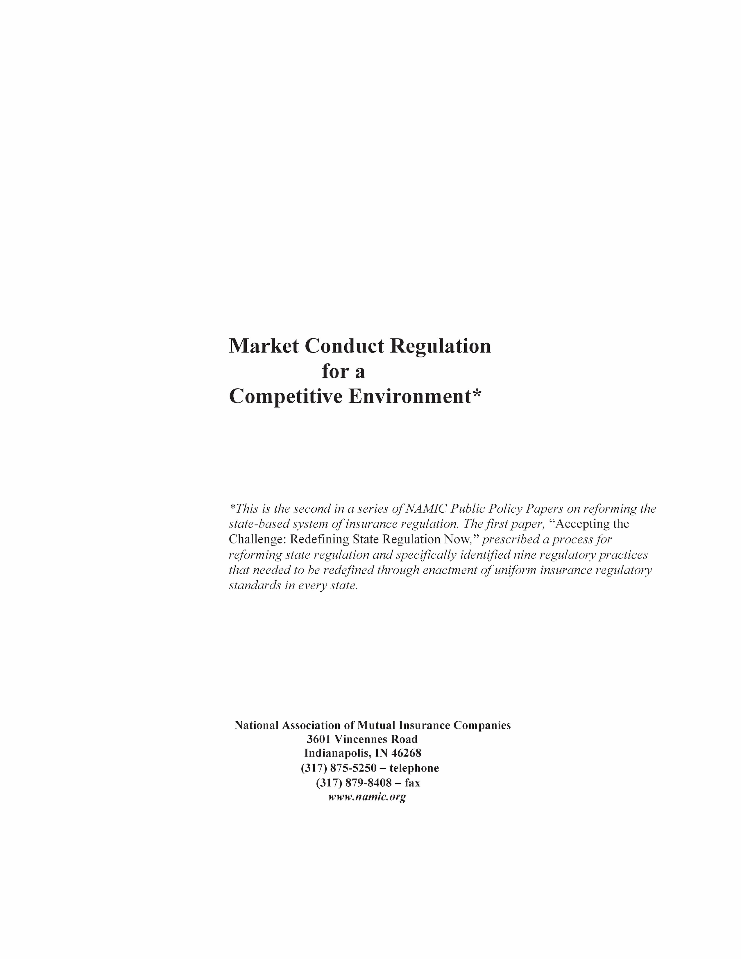 Market Conduct Regulation for a Competitive Environment PDF