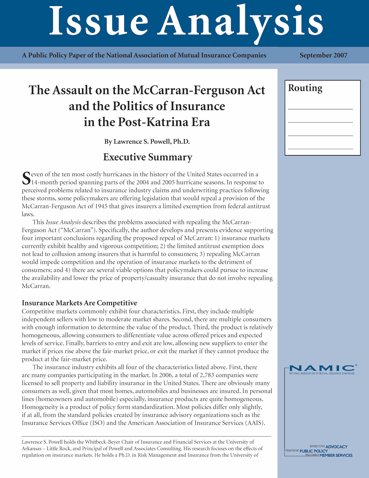 The Assault on the McCarran-Ferguson Act and the Politics of Insurance in the Post-Katrina Era PDF